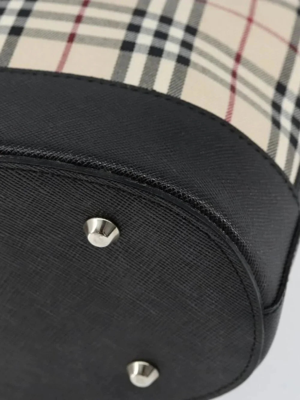 BURBERRY Nova Check Hand Bag Canvas Beige Silver Auth 154458 - Picture 8 of 16